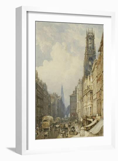 Fleet Street Looking Up to Temple Bar with Old St. Dunstans, and St. Clement Danes, 1834-George Sidney Shepherd-Framed Giclee Print