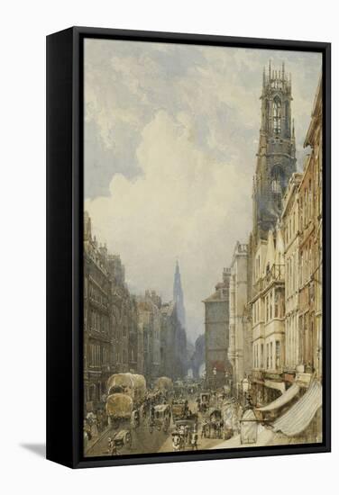 Fleet Street Looking Up to Temple Bar with Old St. Dunstans, and St. Clement Danes, 1834-George Sidney Shepherd-Framed Stretched Canvas