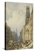 Fleet Street Looking Up to Temple Bar with Old St. Dunstans, and St. Clement Danes, 1834-George Sidney Shepherd-Stretched Canvas