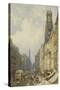 Fleet Street Looking Up to Temple Bar with Old St. Dunstans, and St. Clement Danes, 1834-George Sidney Shepherd-Stretched Canvas