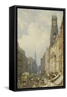 Fleet Street Looking Up to Temple Bar with Old St. Dunstans, and St. Clement Danes, 1834-George Sidney Shepherd-Framed Stretched Canvas