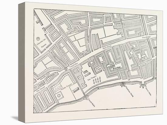 Fleet Street the Temple London from a Map of London Published 1720-null-Stretched Canvas