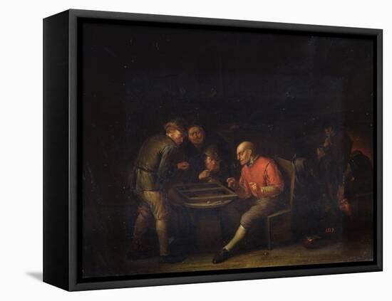 Flemings Playing Dice, 17th Century-Adriaen Van Ostade-Framed Stretched Canvas