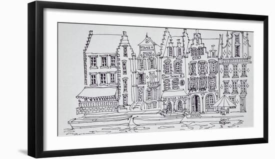 Flemish architecture along the waterfront, Ghent, Belgium-Richard Lawrence-Framed Photographic Print