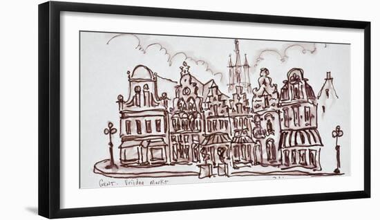 Flemish architecture in the Vrijdagmarkt, Ghent, Belgium-Richard Lawrence-Framed Photographic Print