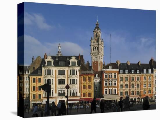 Flemish Buildings in the Grand Place Tower in Centre, Lille, France-David Hughes-Stretched Canvas