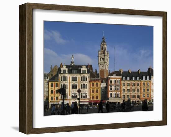 Flemish Buildings in the Grand Place Tower in Centre, Lille, France-David Hughes-Framed Photographic Print