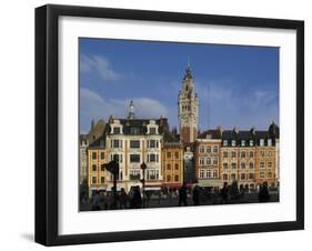 Flemish Buildings in the Grand Place Tower in Centre, Lille, France-David Hughes-Framed Photographic Print