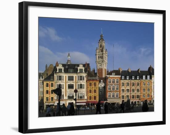 Flemish Buildings in the Grand Place Tower in Centre, Lille, France-David Hughes-Framed Photographic Print