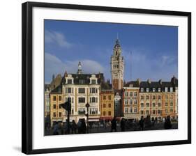 Flemish Buildings in the Grand Place Tower in Centre, Lille, France-David Hughes-Framed Photographic Print