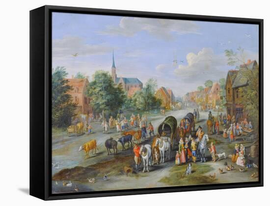 Flemish Fete-Jan Brueghel the Elder-Framed Stretched Canvas