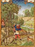 Fol.11V the Month of November: Harvesting Acorns for the Pigs and Hunting-Flemish-Framed Giclee Print