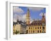 Flemish Houses, Belfry of the Nouvelle Bourse and Vielle Bourse, Grand Place, Lille, Nord, France-David Hughes-Framed Photographic Print