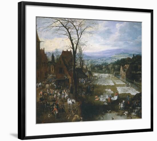 Flemish Market and Washing Place-Pieter Bruegel the Elder-Framed Premium Giclee Print