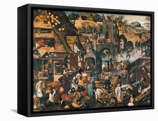 Flemish Proverbs-Pieter Brueghel the Younger-Framed Stretched Canvas