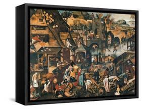 Flemish Proverbs-Pieter Brueghel the Younger-Framed Stretched Canvas