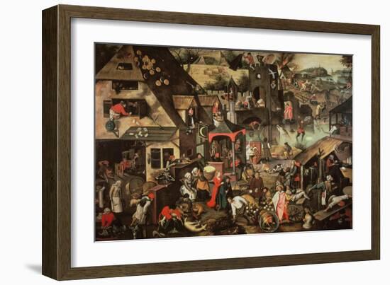 Flemish Proverbs-Pieter Brueghel the Younger-Framed Giclee Print