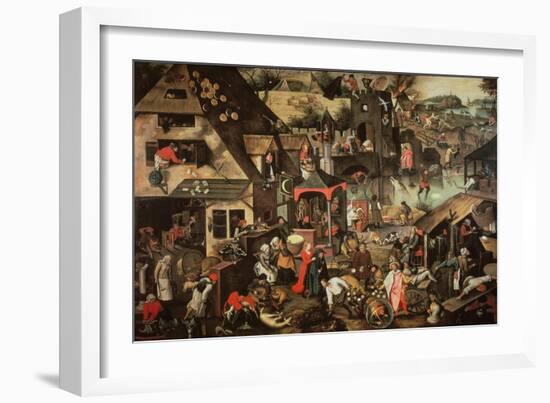 Flemish Proverbs-Pieter Brueghel the Younger-Framed Giclee Print