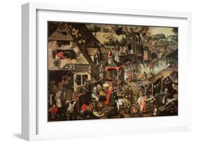 Flemish Proverbs-Pieter Brueghel the Younger-Framed Giclee Print