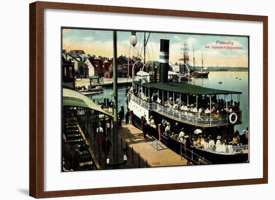 Flensburg, Dampferschiffpavillon, Sonnenschirm,Boote-null-Framed Giclee Print