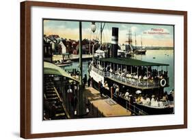 Flensburg, Dampferschiffpavillon, Sonnenschirm,Boote-null-Framed Giclee Print