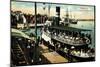 Flensburg, Dampferschiffpavillon, Sonnenschirm,Boote-null-Mounted Giclee Print