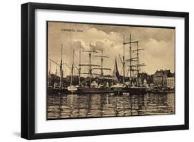 Flensburg, Hafen, Anlegende Schiffe, Häuser-null-Framed Giclee Print