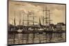 Flensburg, Hafen, Anlegende Schiffe, Häuser-null-Mounted Premium Giclee Print