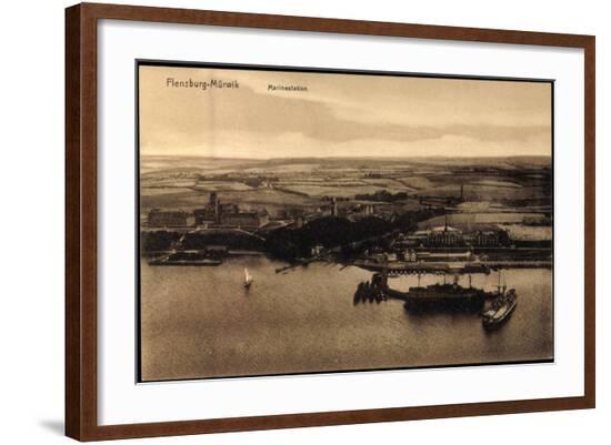 Flensburg, Marinestation, Fliegeraufnahme, Dampfer--Framed Giclee Print