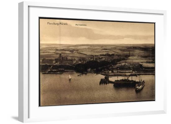 Flensburg, Marinestation, Fliegeraufnahme, Dampfer--Framed Giclee Print