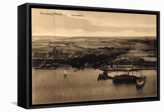 Flensburg, Marinestation, Fliegeraufnahme, Dampfer-null-Framed Stretched Canvas