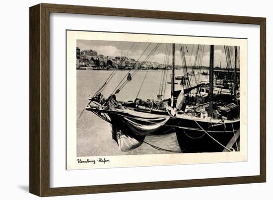 Flensburg, Partie Im Hafen, Segelschiff, Uferansicht-null-Framed Giclee Print