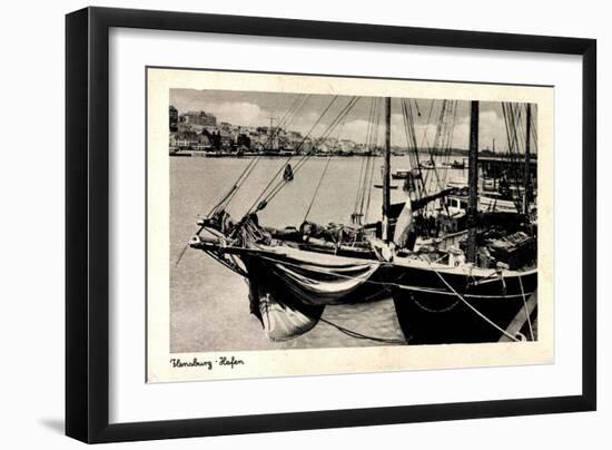 Flensburg, Partie Im Hafen, Segelschiff, Uferansicht-null-Framed Giclee Print