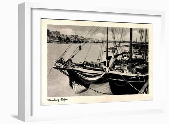 Flensburg, Partie Im Hafen, Segelschiff, Uferansicht-null-Framed Giclee Print