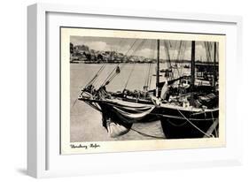 Flensburg, Partie Im Hafen, Segelschiff, Uferansicht-null-Framed Giclee Print