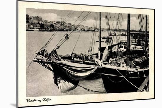 Flensburg, Partie Im Hafen, Segelschiff, Uferansicht-null-Mounted Giclee Print