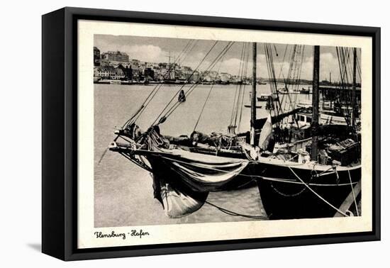 Flensburg, Partie Im Hafen, Segelschiff, Uferansicht-null-Framed Stretched Canvas