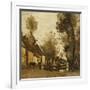 Flesselles, Street with Peasant and Cow-Jean-Baptiste-Camille Corot-Framed Giclee Print