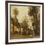 Flesselles, Street with Peasant and Cow-Jean-Baptiste-Camille Corot-Framed Giclee Print