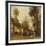 Flesselles, Street with Peasant and Cow-Jean-Baptiste-Camille Corot-Framed Giclee Print