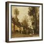 Flesselles, Street with Peasant and Cow-Jean-Baptiste-Camille Corot-Framed Giclee Print