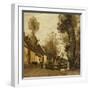 Flesselles, Street with Peasant and Cow-Jean-Baptiste-Camille Corot-Framed Giclee Print