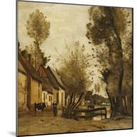 Flesselles, Street with Peasant and Cow-Jean-Baptiste-Camille Corot-Mounted Giclee Print