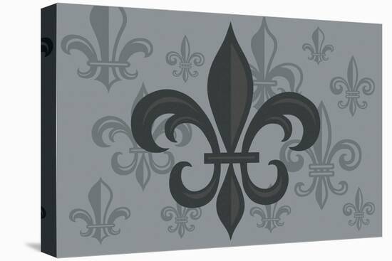 Fleur de Lis - Pattern - Gray-Lantern Press-Stretched Canvas