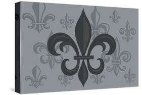 Fleur de Lis - Pattern - Gray-Lantern Press-Stretched Canvas