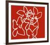 Fleurs Blanches sur Fond Rouge, 2003-Nicolas Le Beuan Bénic-Framed Serigraph