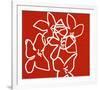 Fleurs Blanches sur Fond Rouge, 2003-Nicolas Le Beuan Bénic-Framed Serigraph