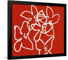 Fleurs Blanches sur Fond Rouge, 2003-Nicolas Le Beuan Bénic-Framed Serigraph