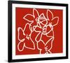 Fleurs Blanches sur Fond Rouge, 2003-Nicolas Le Beuan Bénic-Framed Serigraph