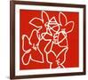 Fleurs Blanches Sur Fond Rouge, c.2003-Nicolas Le Beuan Bénic-Framed Serigraph